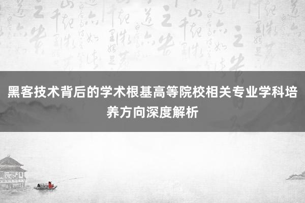 黑客技术背后的学术根基高等院校相关专业学科培养方向深度解析
